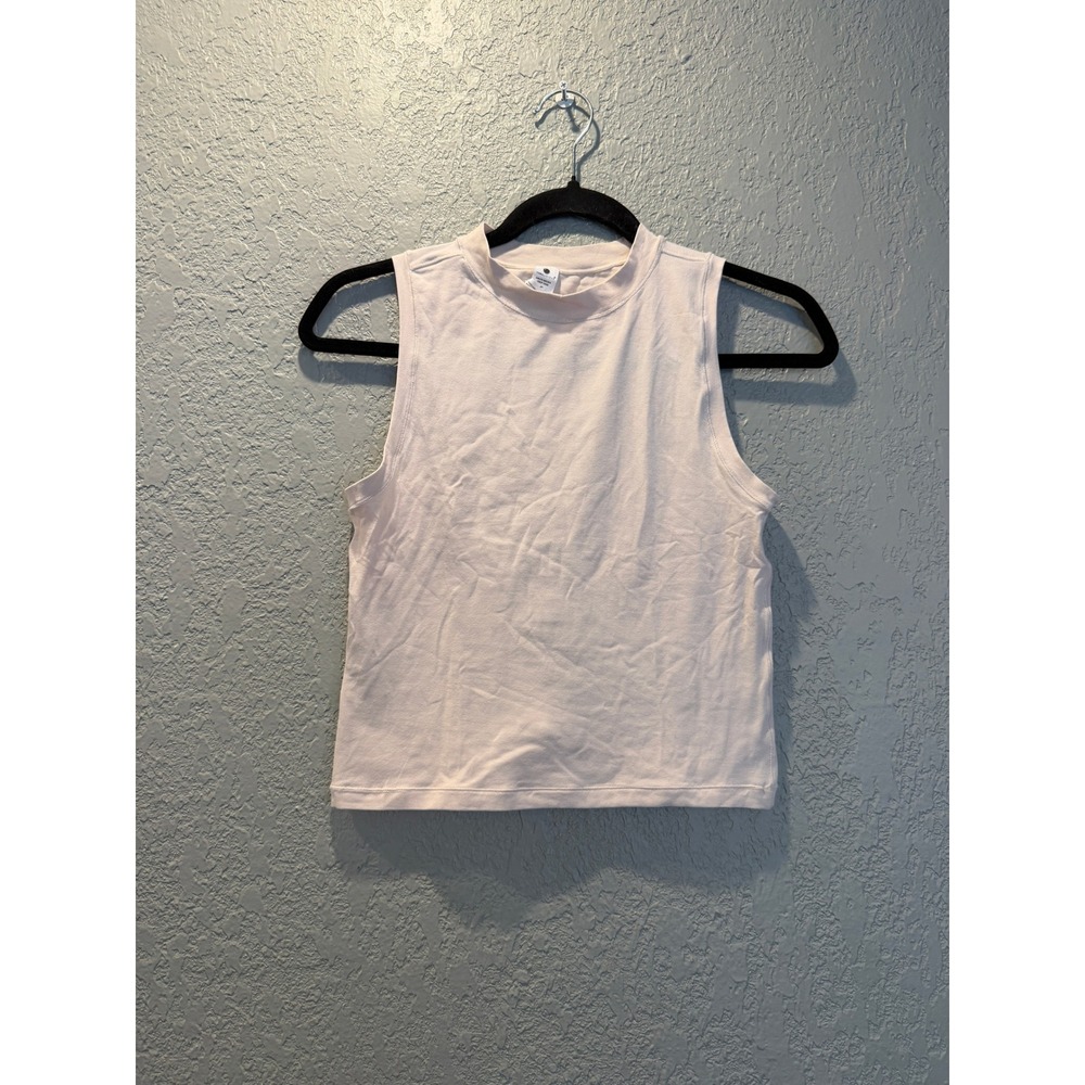Pale Pink High Neck Sleeveless‎ Tank Top Mock Neck Cropped Slim Fit Minimalist